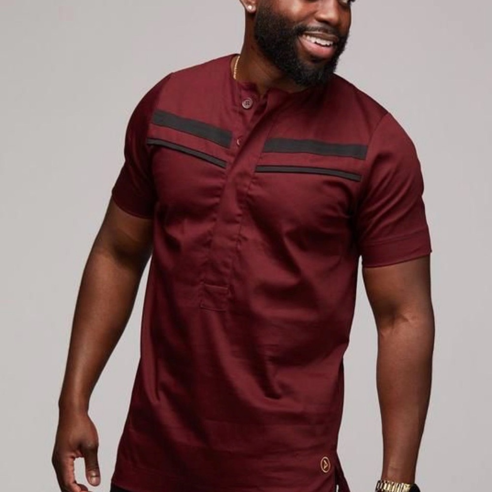 Men's Maroon Casual Button Down Shirt